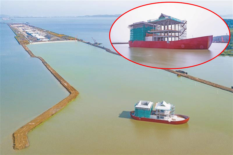 2020年6月15日，太湖隧道南泉段第二倉順利完成回水作業(yè)，湖中新增了一座畫舫風亭，成為融合太湖自然風貌的新景觀。